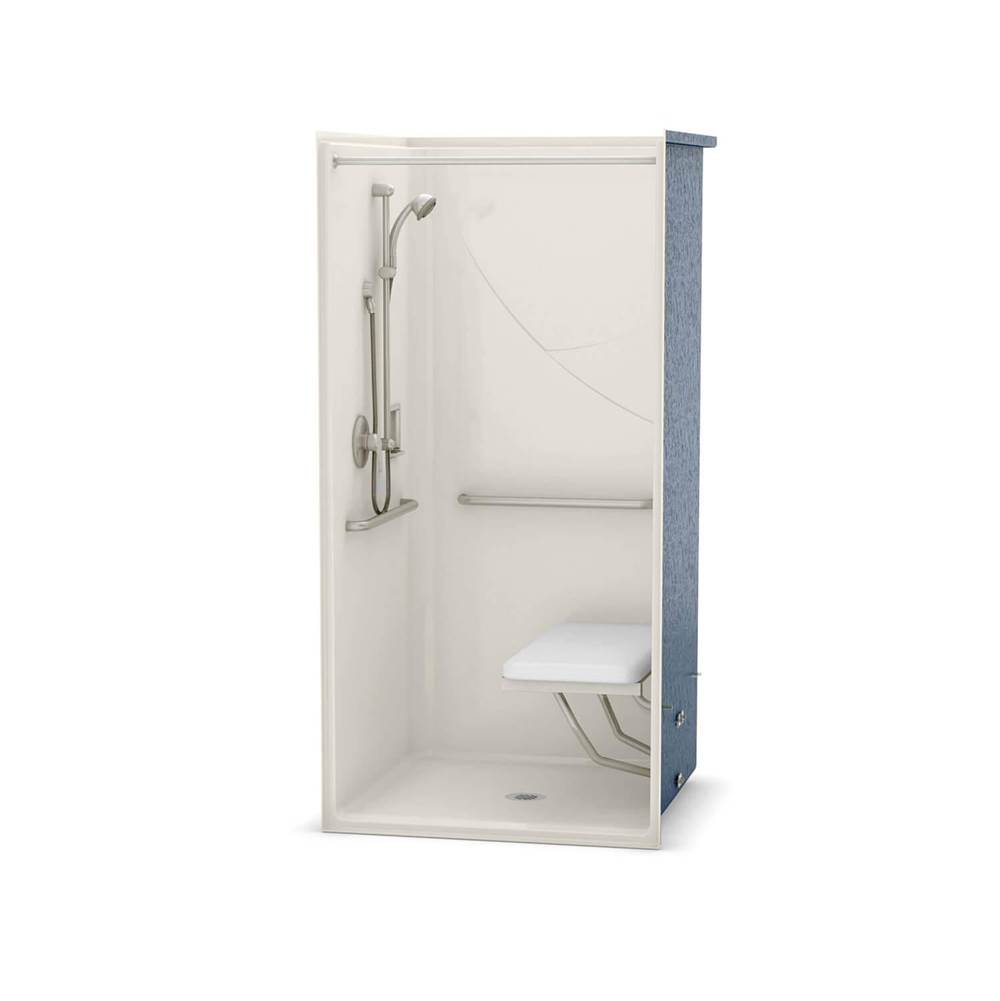 Aker OPS-3636 AcrylX Alcove Center Drain One-Piece Shower in Biscuit - Massachusetts Compliant Model