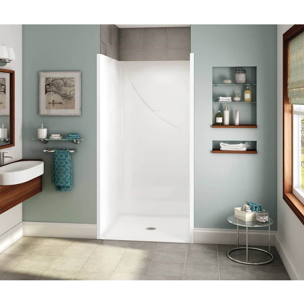 Aker OPS-3636 RRF AcrylX Alcove Center Drain One-Piece Shower in Sterling Silver - Base Model