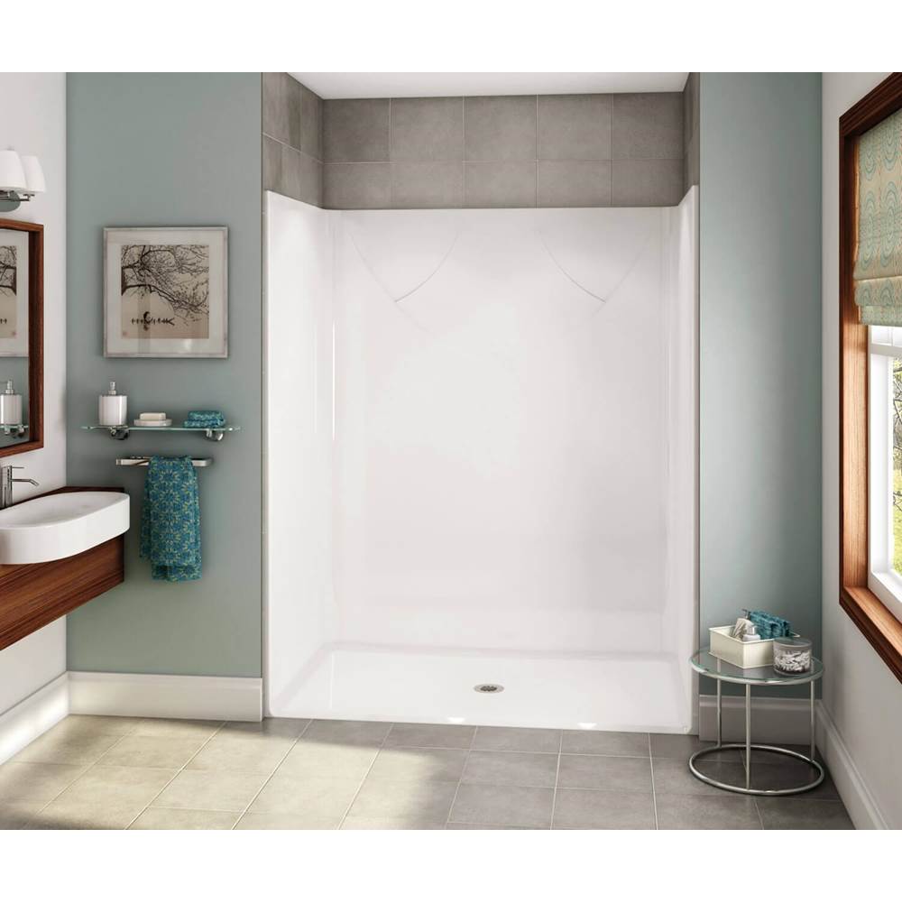 Aker OPS-6036-RS AcrylX Alcove Center Drain One-Piece Shower in Sterling Silver - Base Model