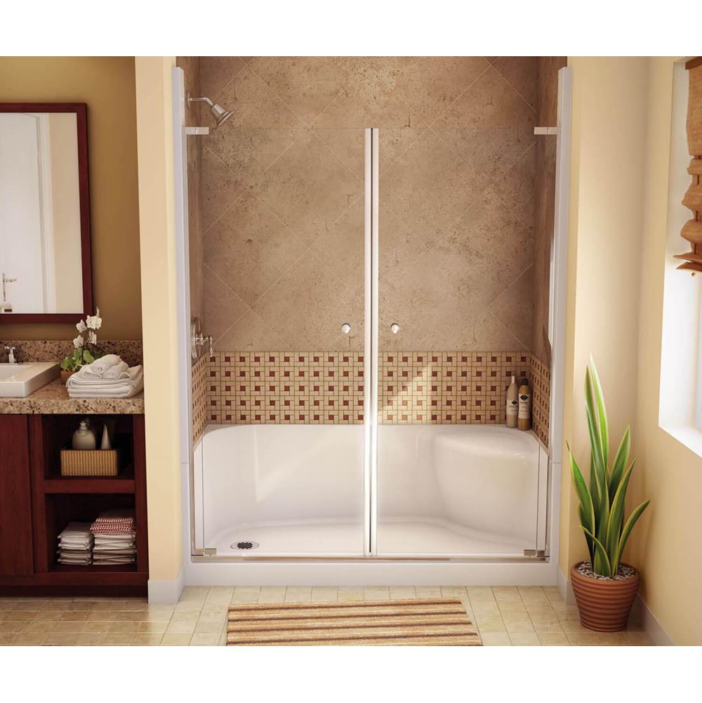 Aker SPS 3060 AFR AcrylX Alcove Right-Hand Drain Shower Base in Sterling Silver