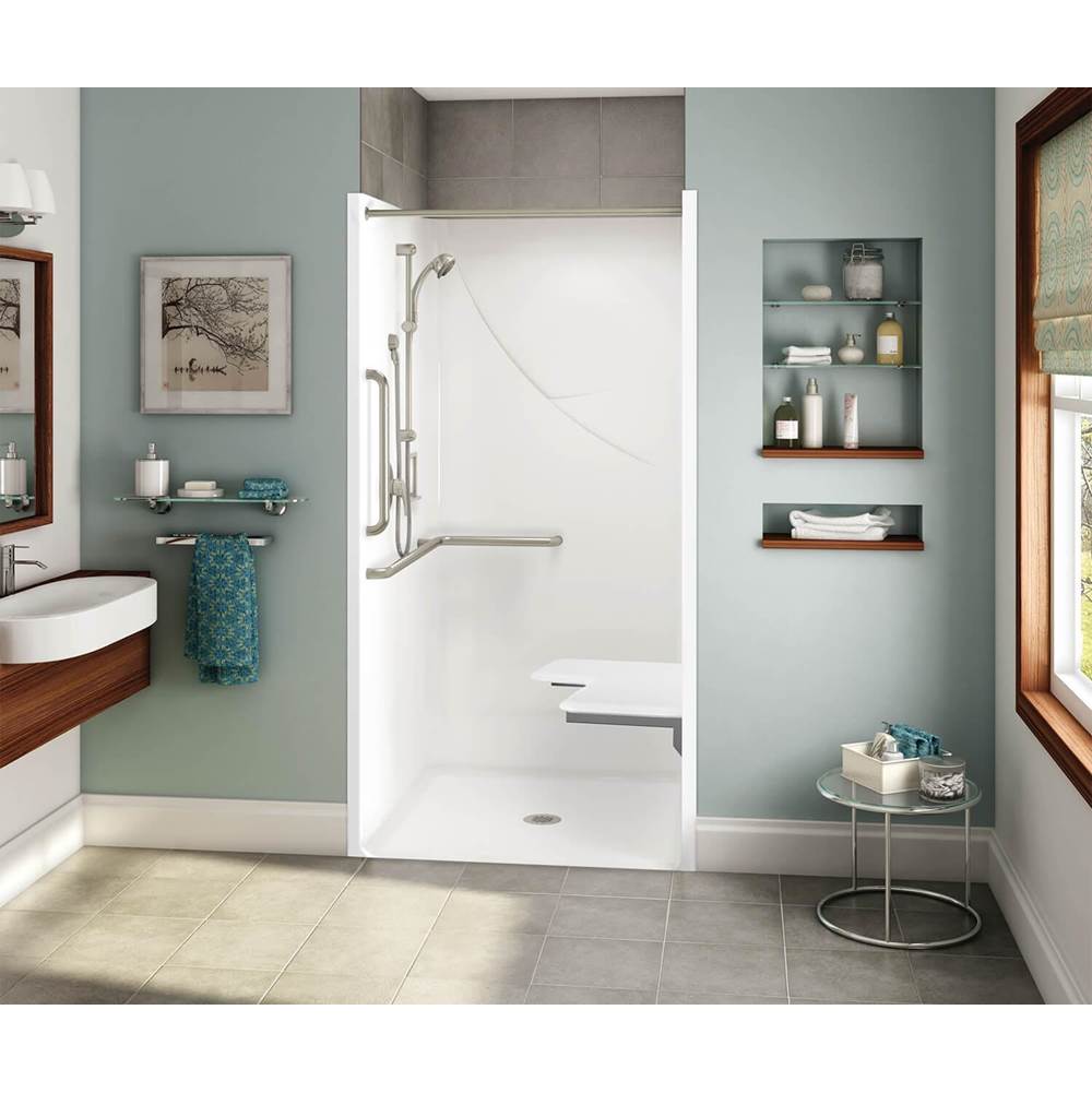 Aker OPS-3636-RS RRF AcrylX Alcove Center Drain One-Piece Shower in Bone - ANSI Compliant