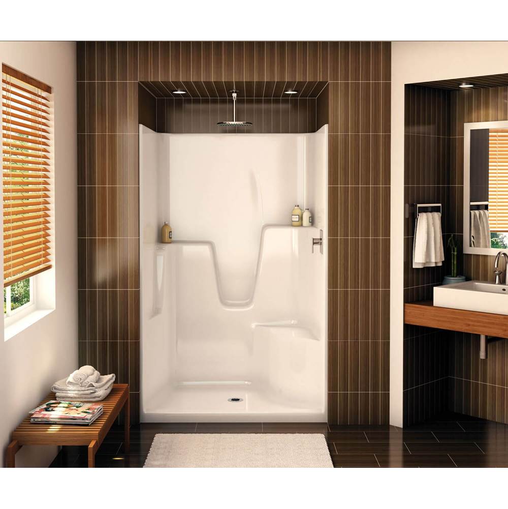Aker SHLS/RS-48 AcrylX Alcove Center Drain One-Piece Shower in Thunder Grey