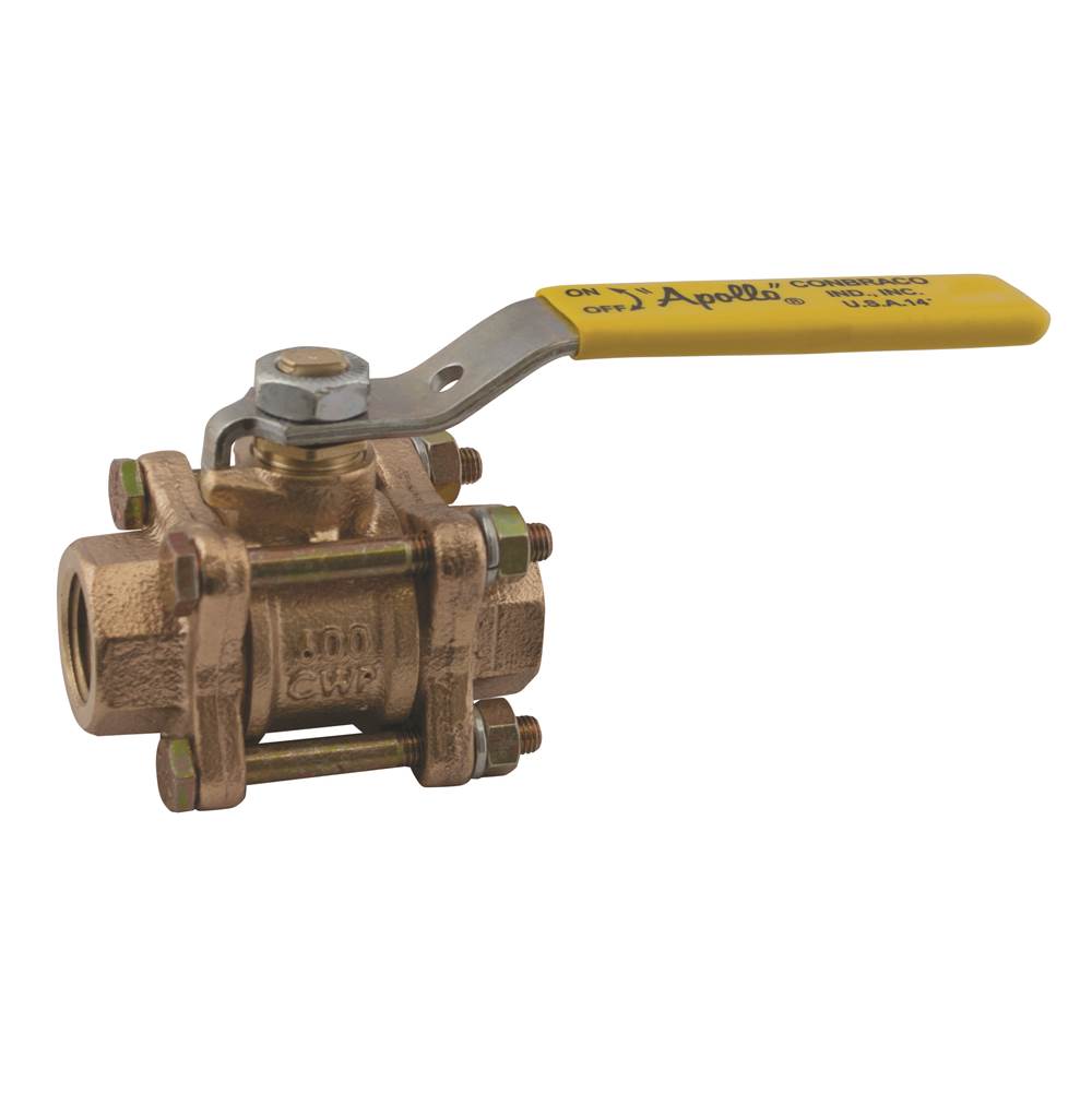 Apollo 3-Piece Full Port Bronze Ball Valve With 316 Ss Vented Ball And Stem, Ss Latch-Lock Lever And Nut 2-1/2'' (2 X Fnpt)
