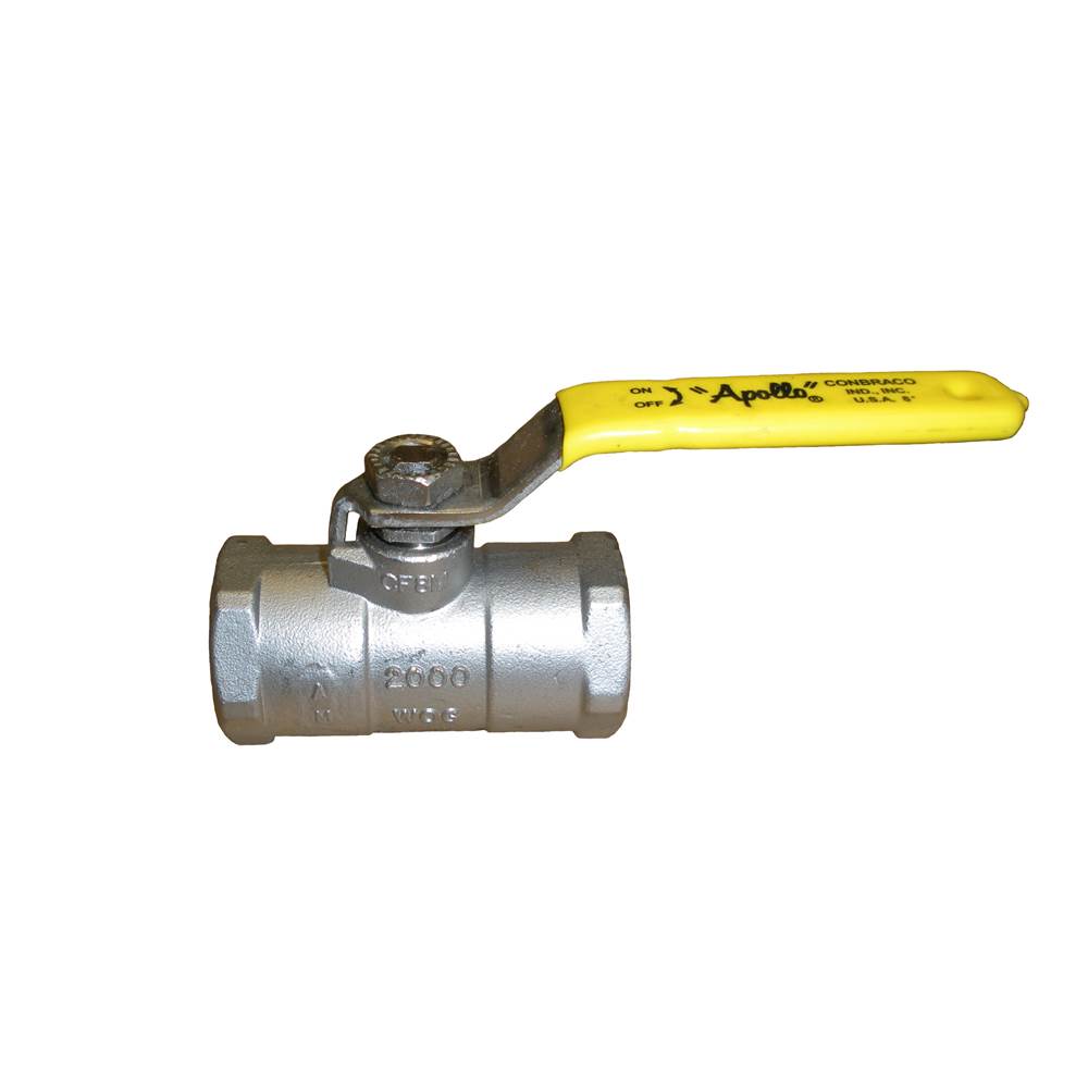 Apollo Stainless Steel Unibody Reduced Port Ball Valve With Stem Grounded, Side Vented Ball, Steel Wheel Handle, Oxygen Cleaned 1/2'' (2 X Fnpt)