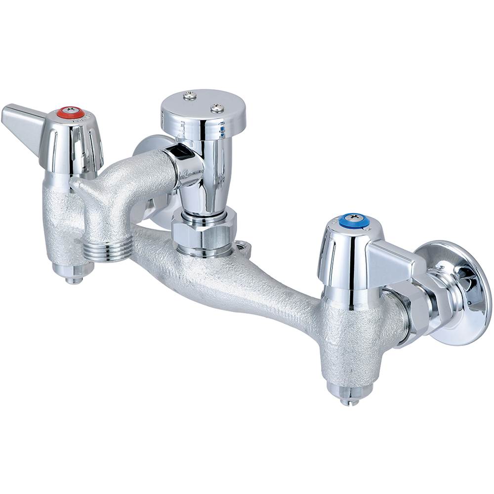 Central Brass Service Sink-7-7/8'' To 8-1/8'' Two Canopy Hdls 2-1/2'' Rigid Spt Integ Stops-Rough Cp