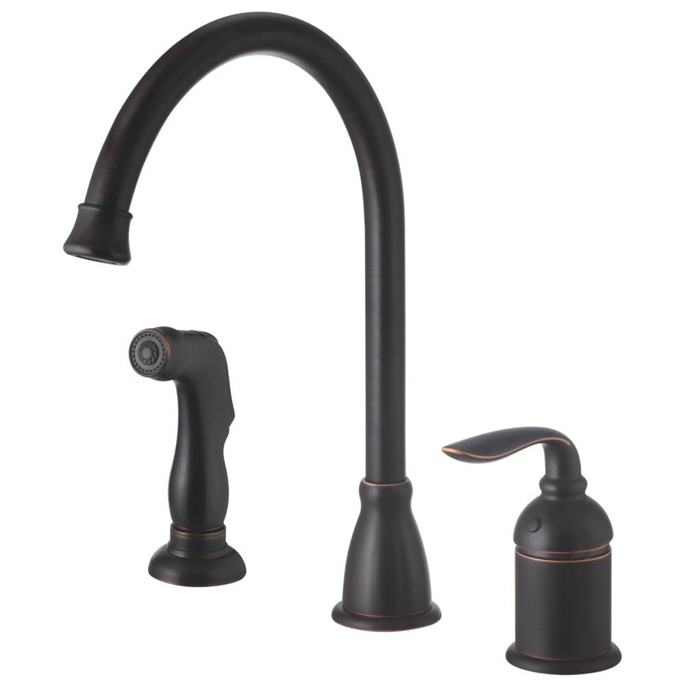 Compass Manufacturing Majestic Single Handle Kitchen Faucet, With Side Spray Oil Rubbed Bronze Finish