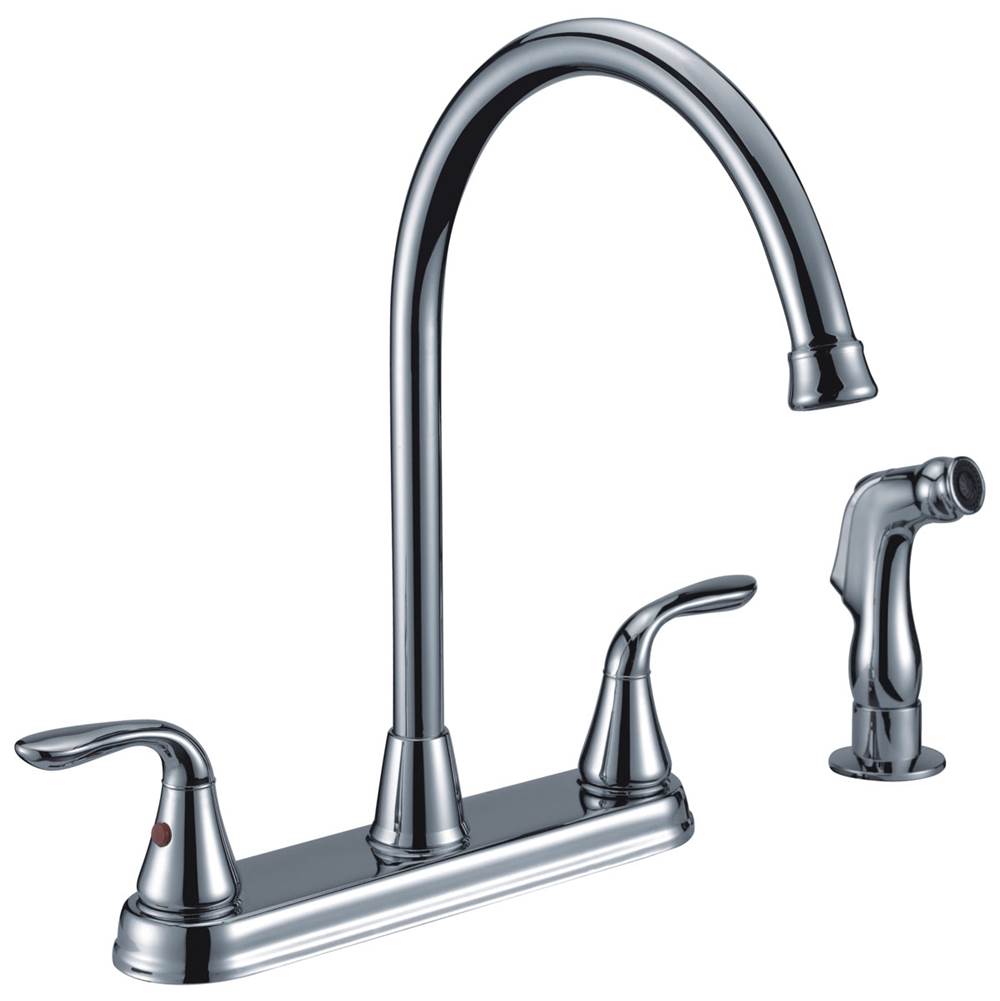 Compass Manufacturing Majestic Two Handle High Arc Kitchen Faucet, With Side Spray Chrome Finish