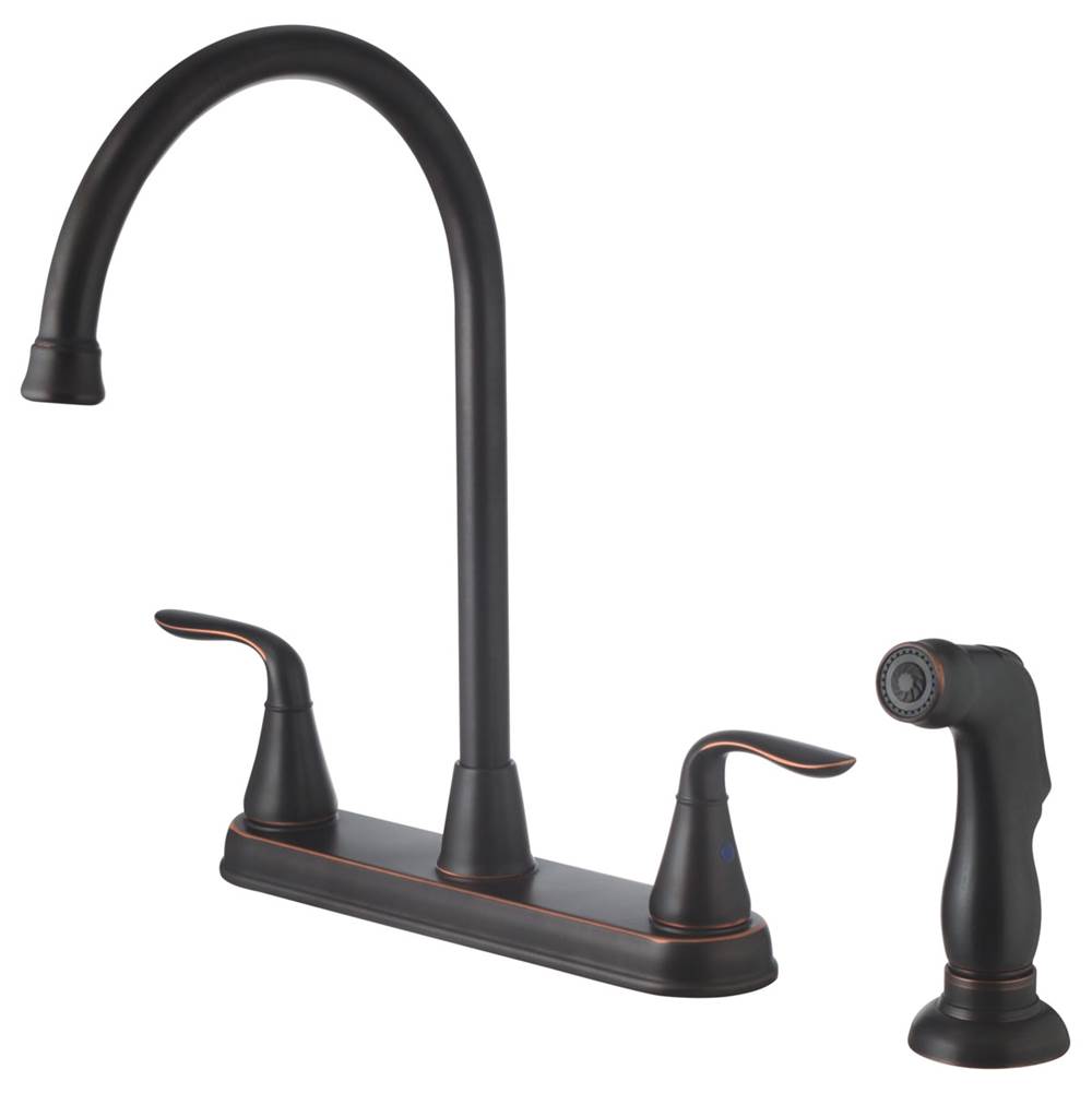 Compass Manufacturing Majestic Two Handle High Arc Kitchen Faucet, With Side Spray Oil Rubbed Bronze Finish