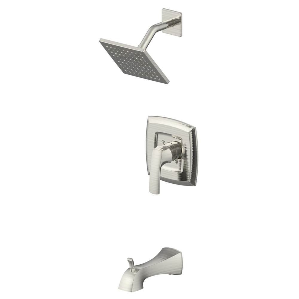 Compass Manufacturing Cardania 1171Bn Brushed Nickel Tub & Shower Pressure Balance, With Diverter