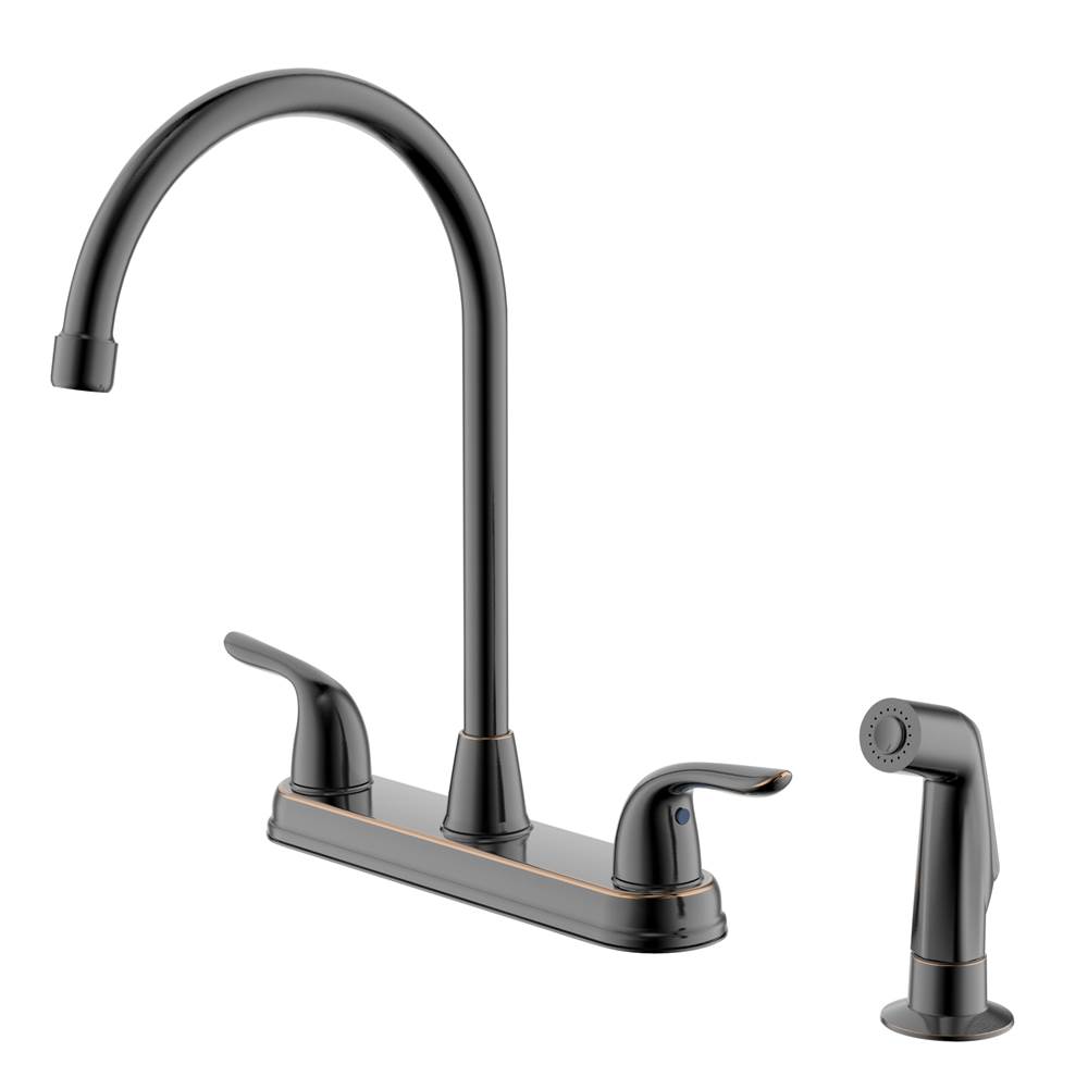 Compass Manufacturing Noble Two Handle High Arc Oil Rubbed Bronze Kitchen Faucet With, Spray