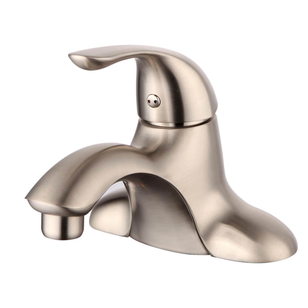 Compass Manufacturing Noble Single Handle Lavatory Faucet, With Brass Pop-Up Drain Brushed Nickel Finish