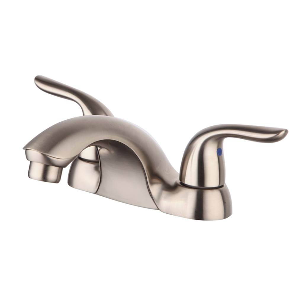 Compass Manufacturing Noble Two Handle Lavatory Faucet, With Brass Pop-Up Drain Brushed Nickel Finish