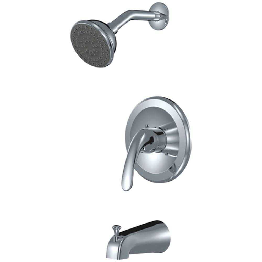 Compass Manufacturing Noble Single Handle Tub And Shower Set, Pressure Balanced Chrome Finish