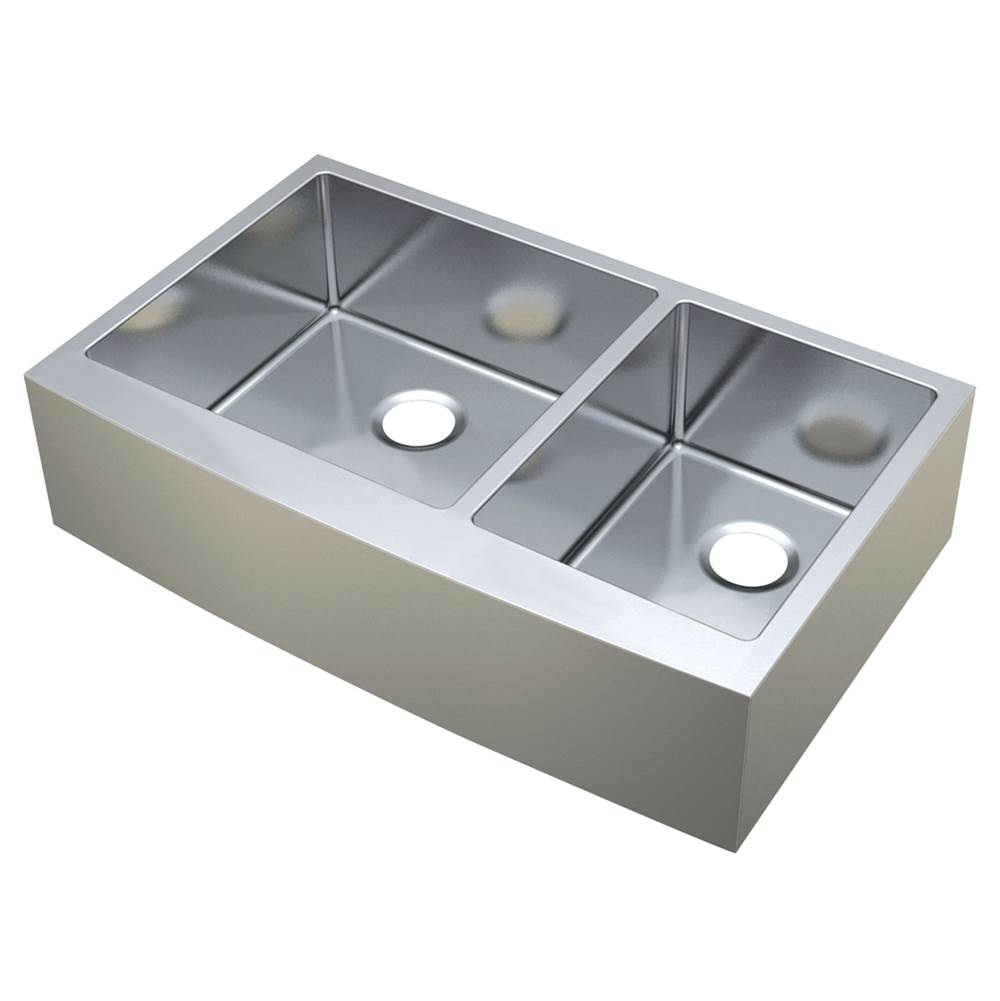 Compass Manufacturing Asheboro Under Mount 36X22X10'' 60/40 Curved Front Apron Farm Sink 16 Gauge, With Sink Grids
