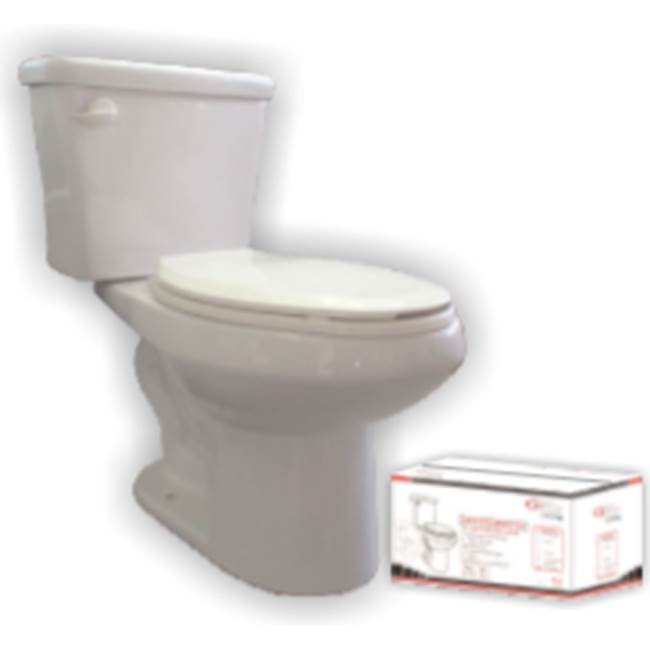 Compass Manufacturing 1.28 Gpf Elongated Toilet White In One Box (Tank And Bowl), Includes Seat, Wax Ring, Flange Bolts