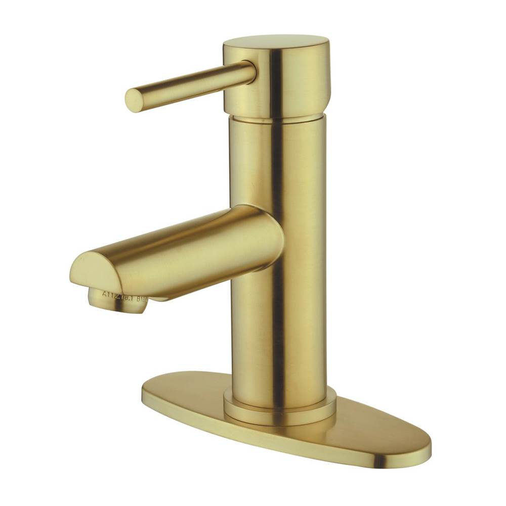 Compass Manufacturing Casmir Matte Gold Single Handle Lavatory Faucet W/Brass, Pull Rod Pop Up