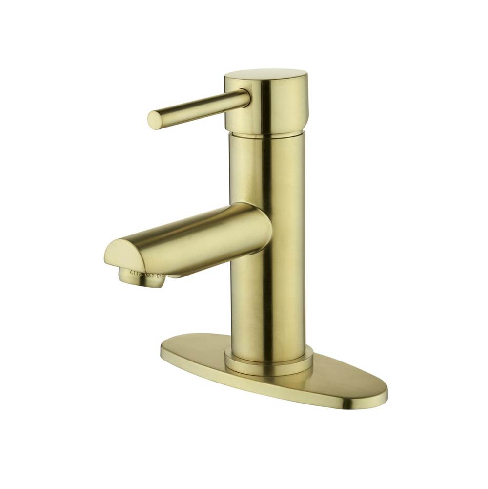 Compass Manufacturing Casmir Matte Gold Single Handle Lavatory Faucet W/Brass Flip, Pop Up