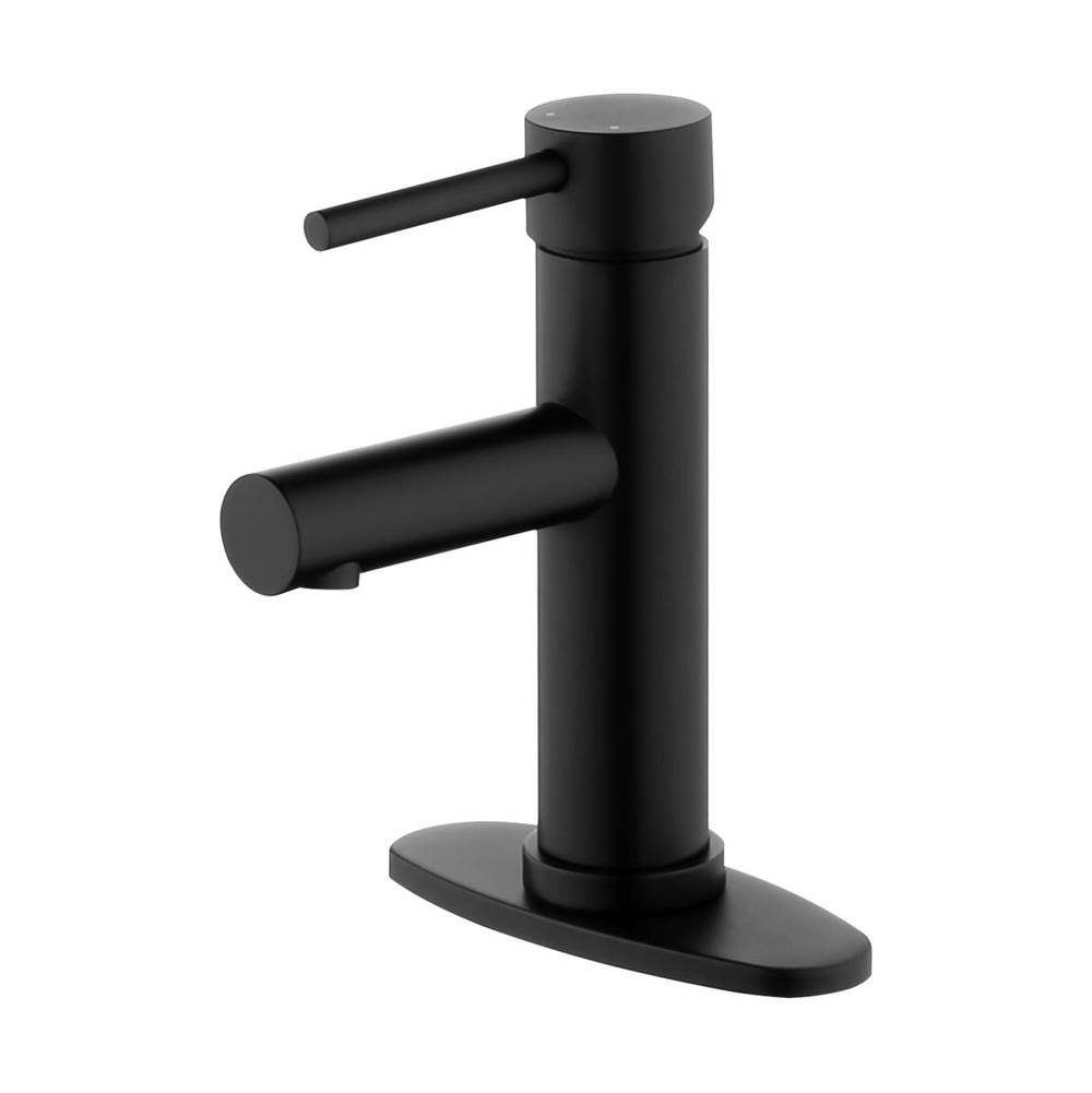 Compass Manufacturing Casmir Matte Black Single Handle Lavatory Faucet W/Brass Flip, Pop Up
