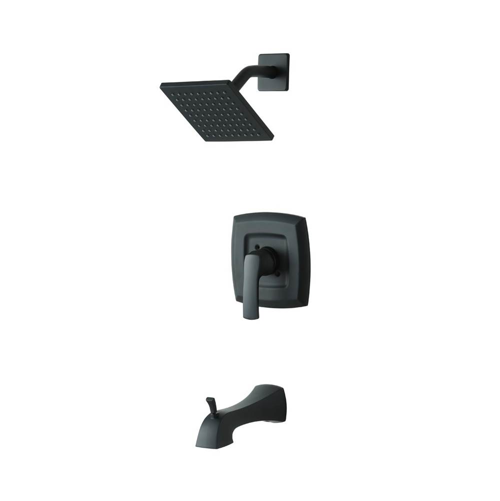 Compass Manufacturing Cardania Matte Black Single Handle Tub And Shower With Diverter, Pressured Balanced