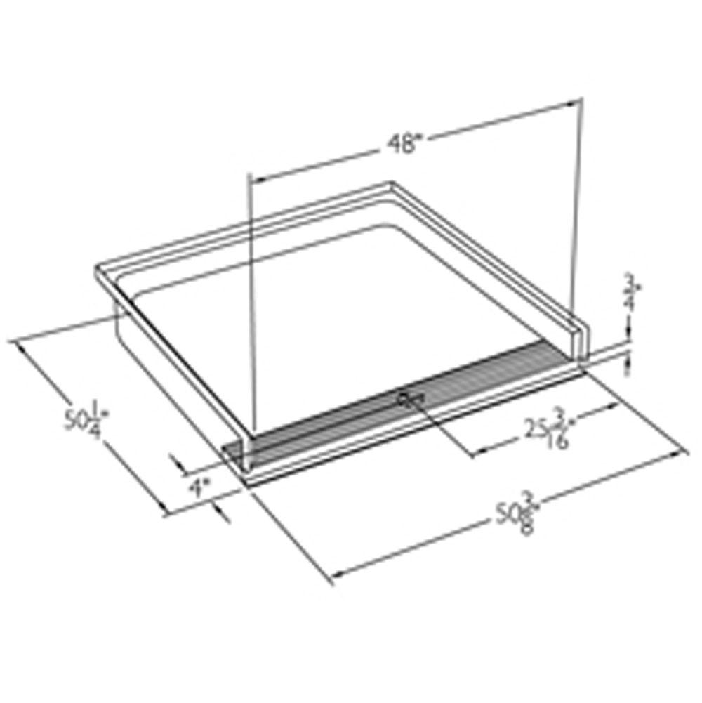 Comfort Designs 48 x 48 VA code compliant gelcoat shower base with integral trench drain