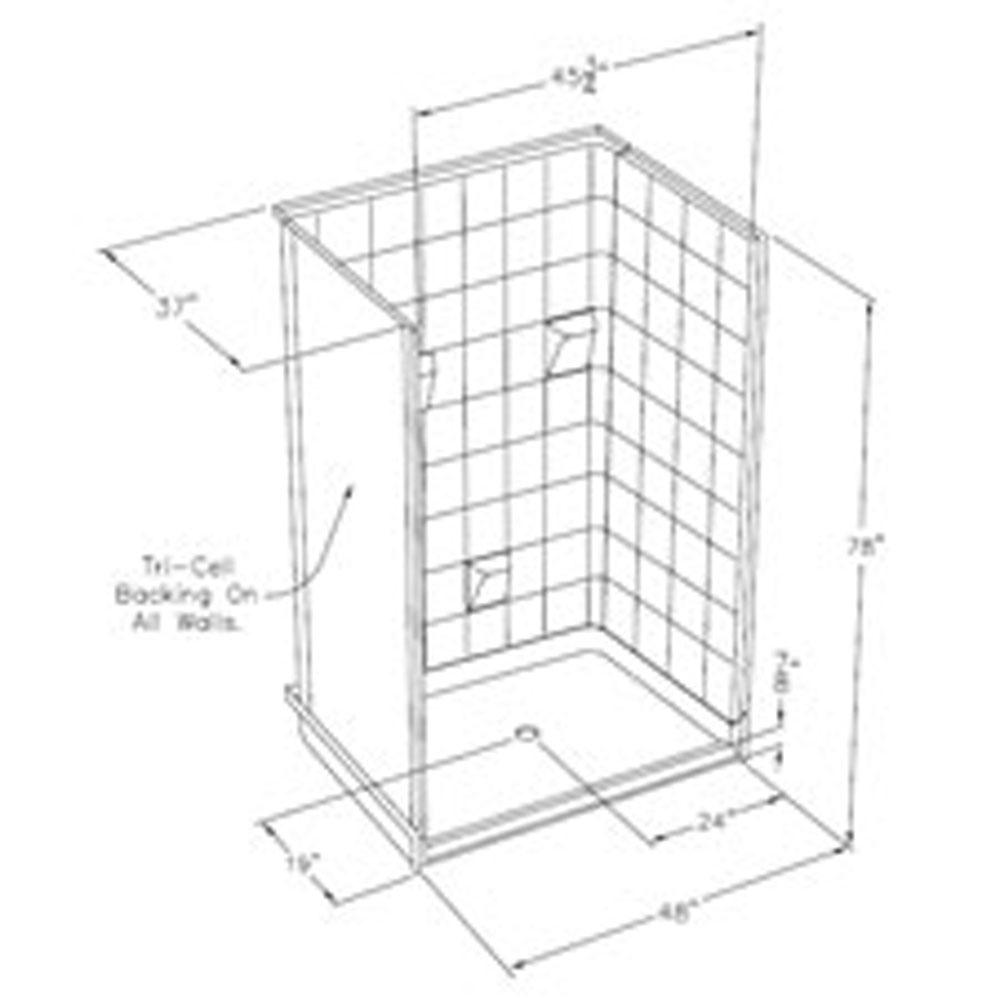 Comfort Designs Multi-piece, tile-pattern gelcoat barrier-free shower