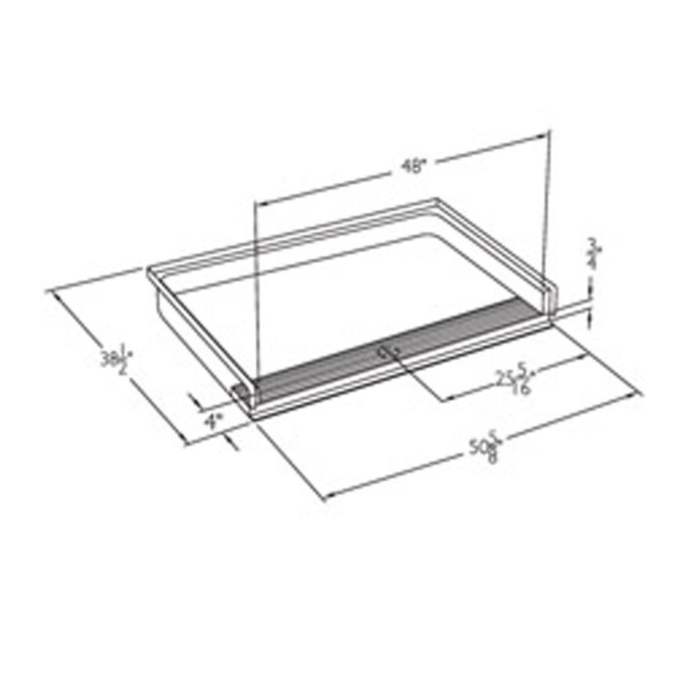 Comfort Designs 48 x 36 accessible gelcoat transfer shower base with integral trench drain