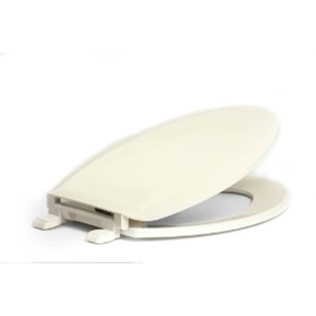 Centoco Standard Plastic Toilet Seat, Closed Front With Cover,  White, Elongated Bowl