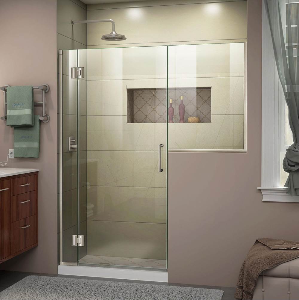 Dreamline Showers DreamLine Unidoor-X 55-55 1/2 in. W x 72 in. H Frameless Hinged Shower Door in Brushed Nickel