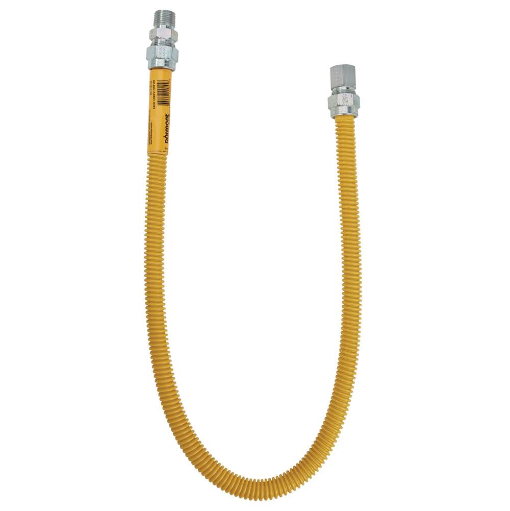 Dormont 3/8 IN OD, 1/4 IN ID, SS Gas Connector, 1/2 IN MIP x 3/8 IN FIP, 48 IN Length, Antimicrobial Yellow Powder Coated