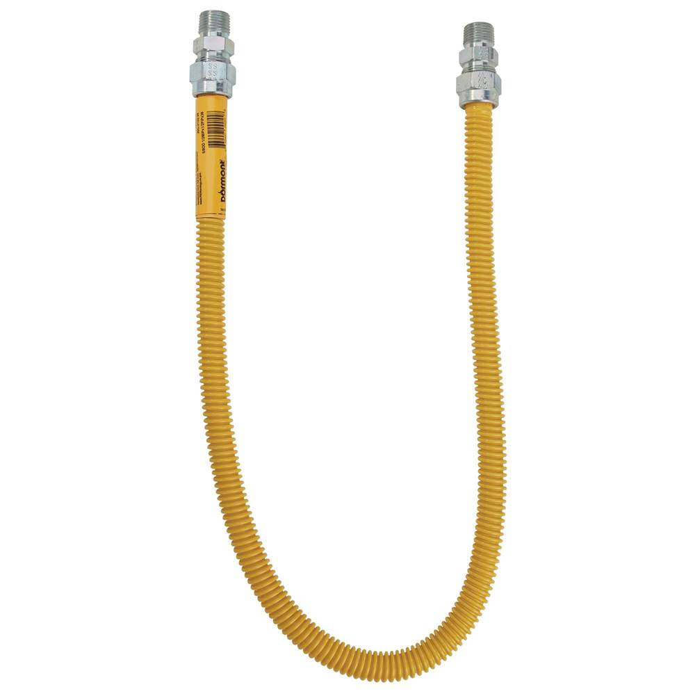 Dormont 1/2 IN OD, 3/8 IN ID, SS Gas Connector, 3/8 IN MIP x 3/8 IN MIP, 48 IN Length, Antimicrobial Yellow Powder Coated