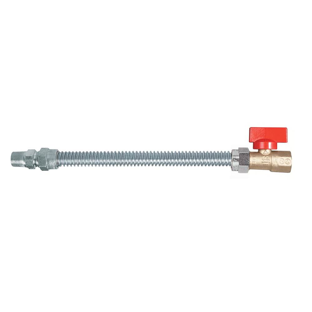 Dormont 3/8 IN OD, 1/4 IN ID, SS Gas Connector, 1/2 IN MIP x 1/2 IN FIP Ball Valve, 60 IN Length