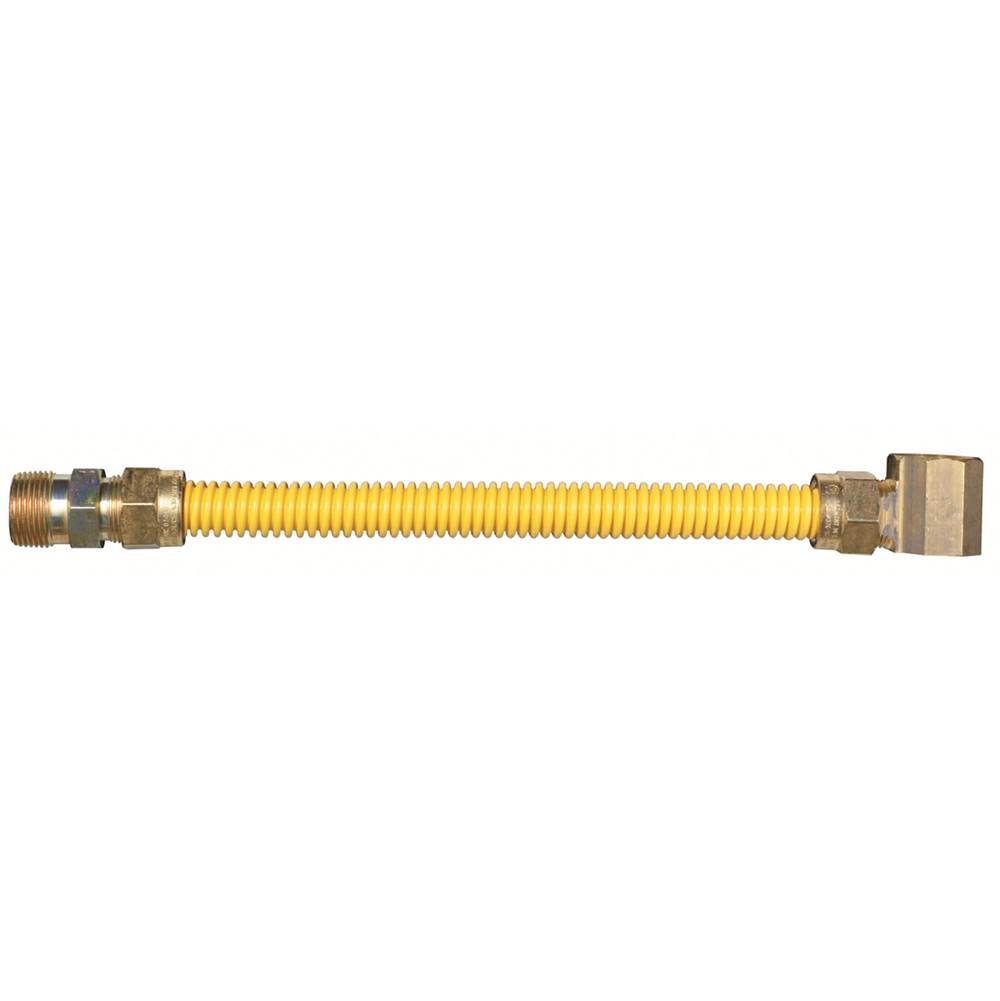 Dormont 5/8 IN OD, 1/2 IN ID, SS Gas Connector, 3/4 IN MIP x 3/4 IN FIP Elbow, 48 IN Length, Antimicrobial Yellow Powder Coated