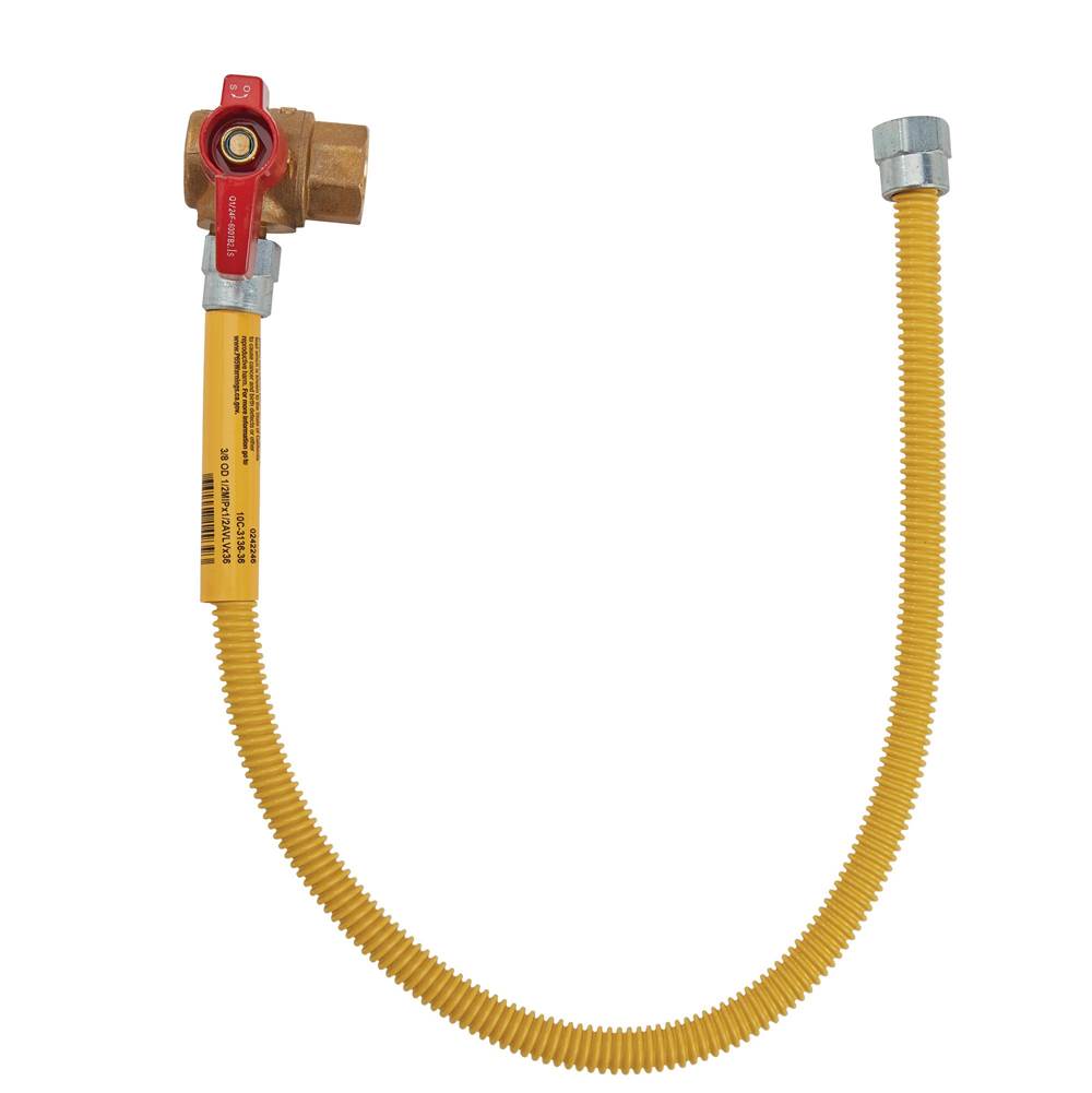 Dormont 5/8 IN OD, 1/2 IN ID, SS Gas Connector, 3/4 IN FIP x 3/4 IN FIP Angle Valve, 60 IN Length, Antimicrobial Yellow Powder Coated