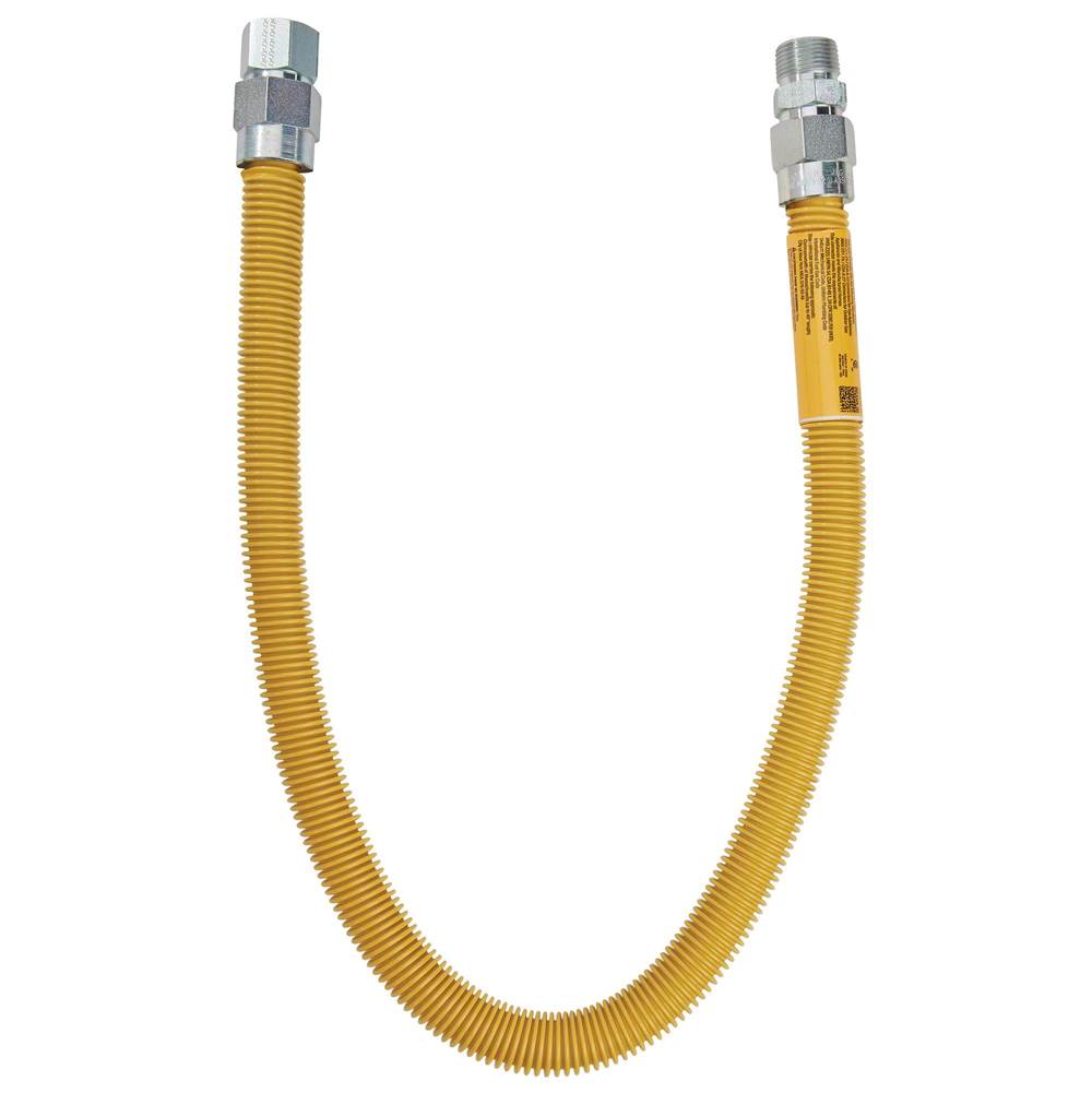 Dormont 5/8 IN OD, 1/2 IN ID, SS Gas Connector, 1/2 IN MIP x 1/2 IN MIP, 48 IN Length, Antimicrobial Yellow Powder Coated, Bag