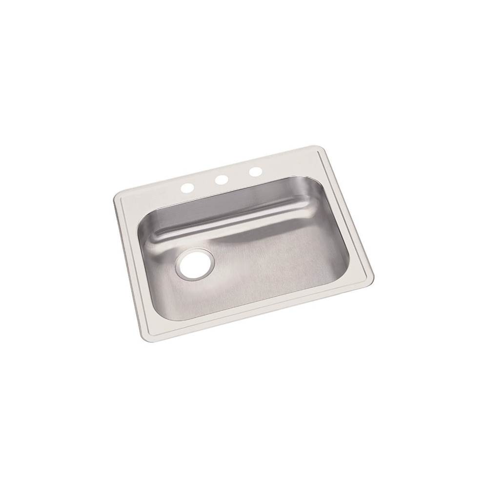 Elkay Dayton Stainless Steel 25'' x 21-1/4'' x 5-3/8'', 2-Hole Single Bowl Drop-in Sink with Left Drain