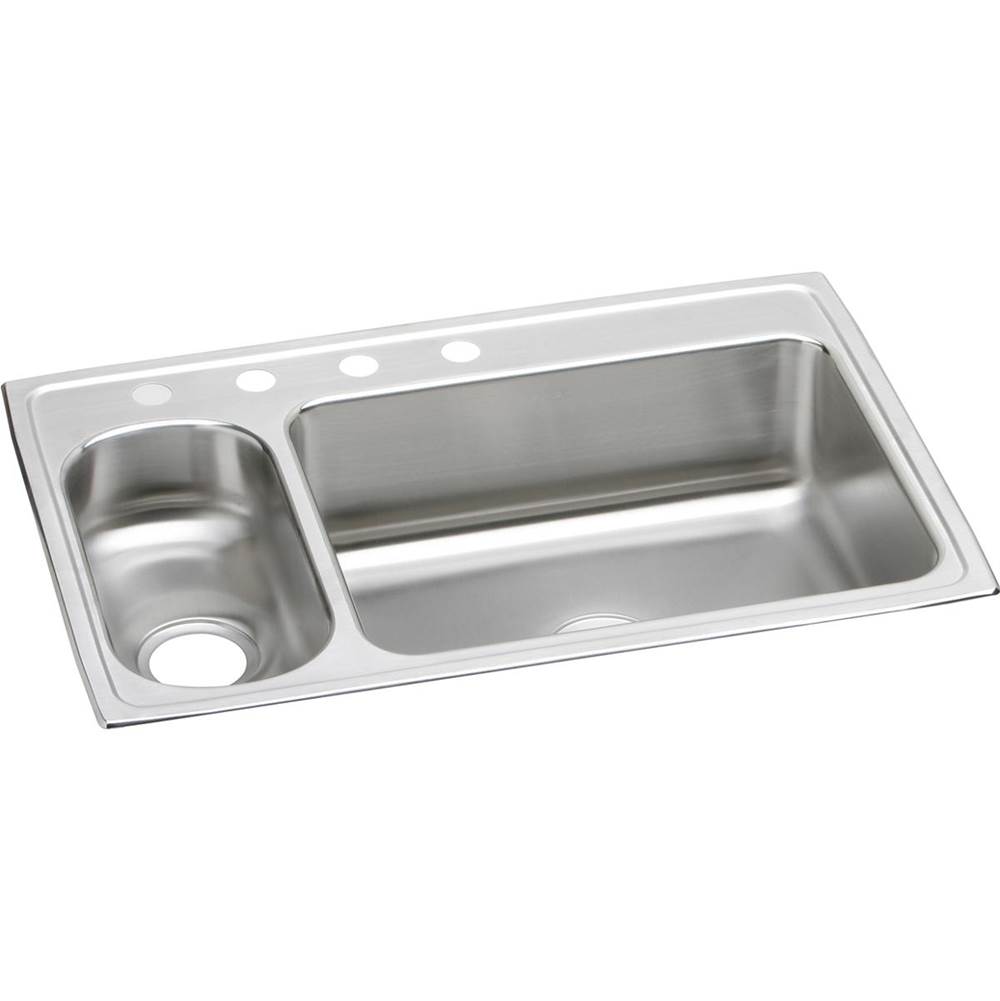 Elkay Lustertone Classic Stainless Steel 33'' x 22'' x 7-7/8'', MR2-Hole 30/70 Double Bowl Drop-in Sink