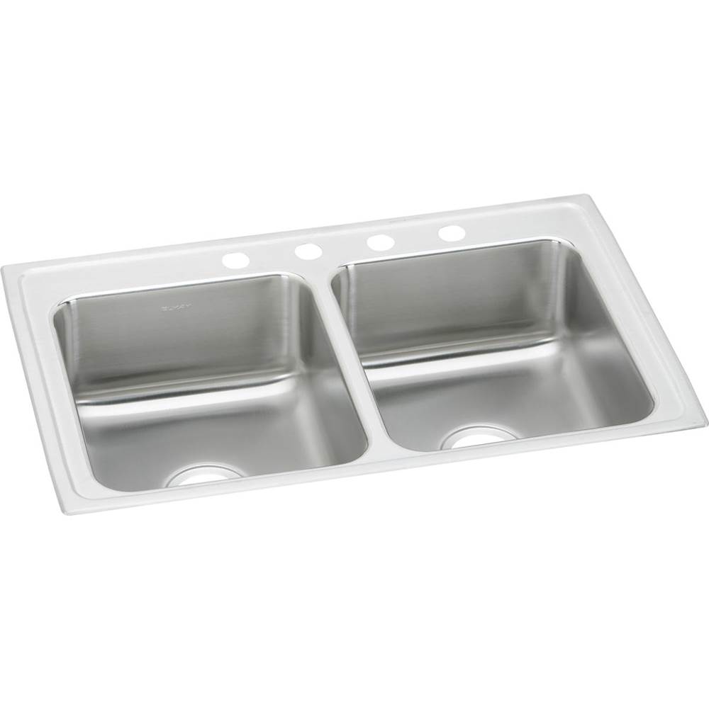 Elkay Lustertone Classic Stainless Steel 29'' x 22'' x 7-5/8'', 2-Hole Equal Double Bowl Drop-in Sink