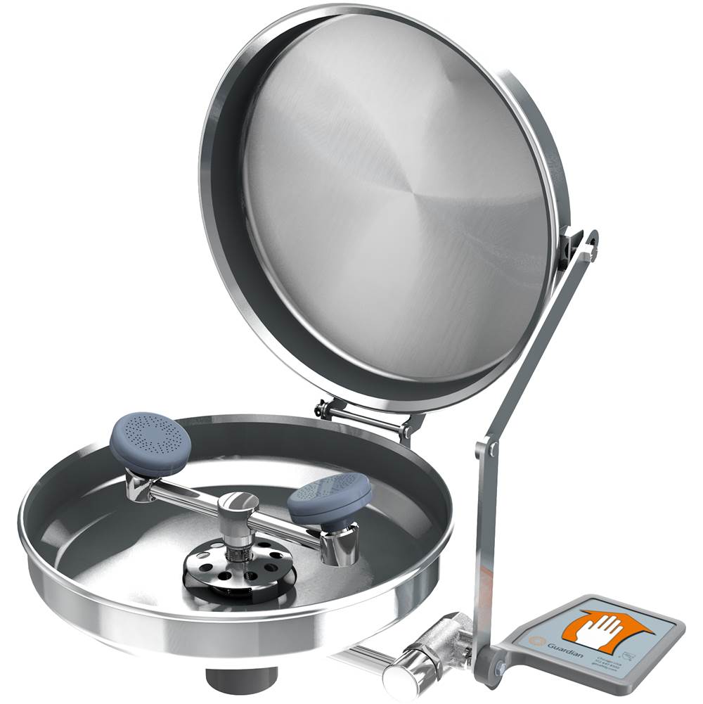 Guardian Equipment Eye-Face Wash, Wall Mounted, Stainless Steel Bowl and Cover