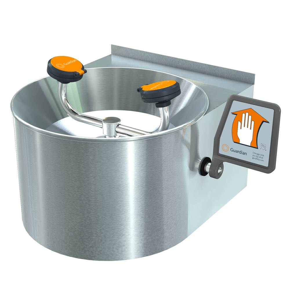 Guardian Equipment Eye-Face Wash, Wall Mounted, Stainless Steel Bowl and Skirt