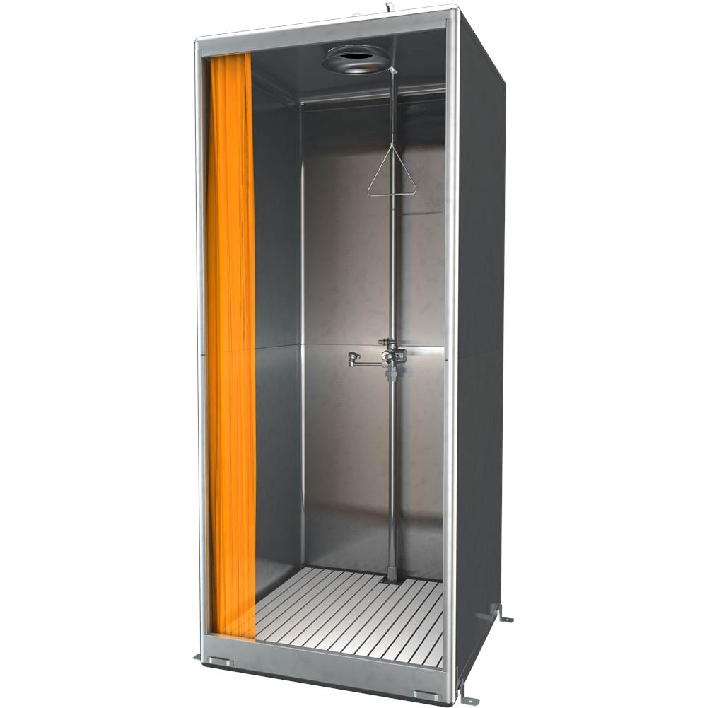 Guardian Equipment Front Entry Enclosure, All-Stainless Steel Eyewash and Shower Safety Station, Bottom Drain