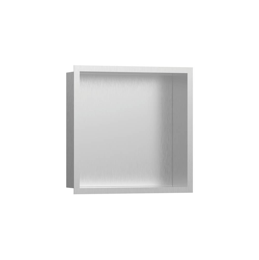 Hansgrohe XtraStoris Individual Wall Niche Brushed Stainless Steel with Design Frame 12''x 12''x 4''  in Brushed Stainless Steel