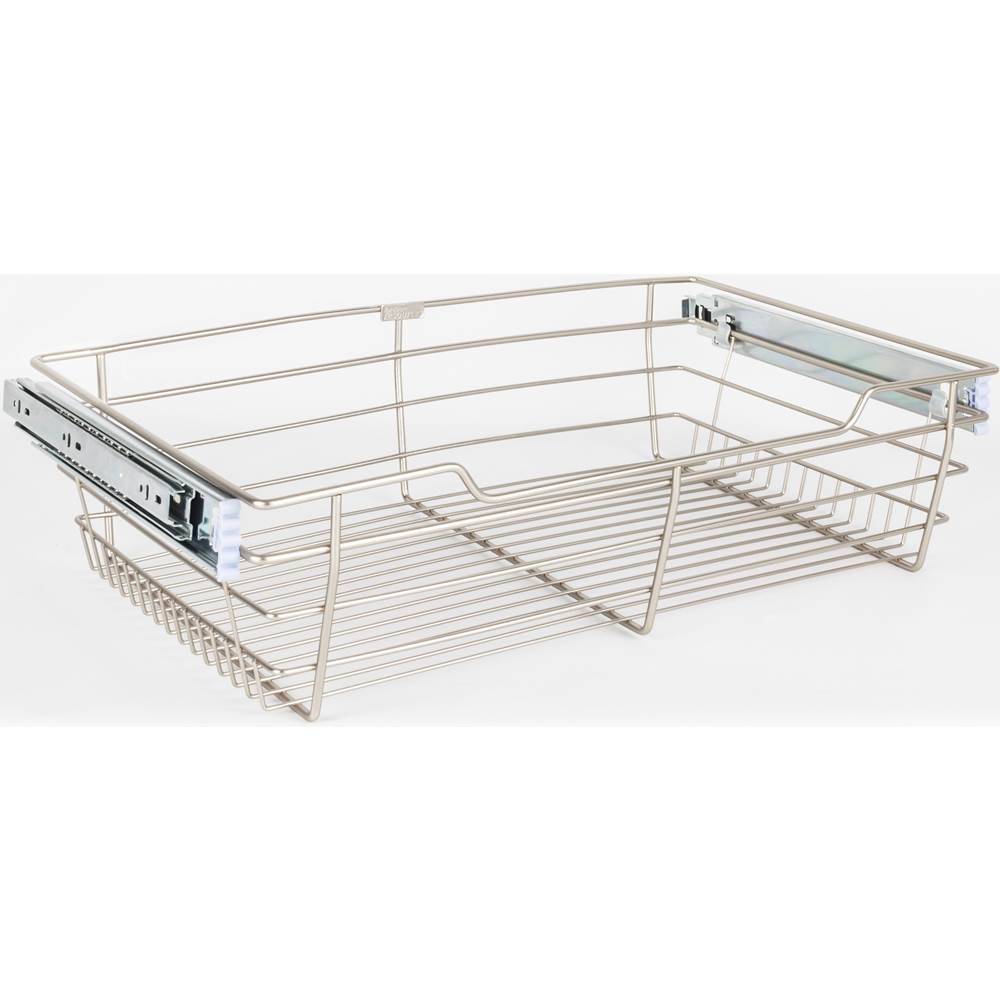 Hardware Resources Satin Nickel Closet Pullout Basket with Slides 16''D x 23''W x 6''H
