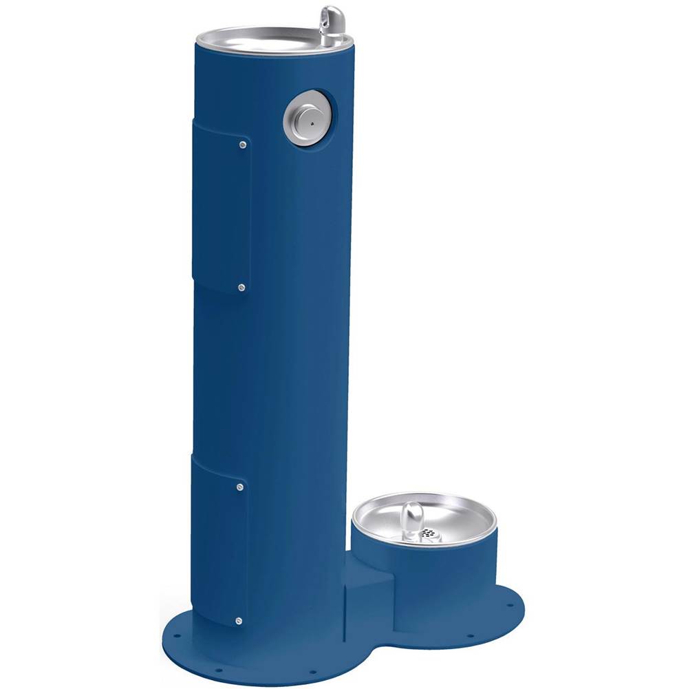 Halsey Taylor Endura II Tubular Outdoor Fountain, Pedestal w/ Pet Station, Non-Filtered Non-Refrigerated FR, Blue