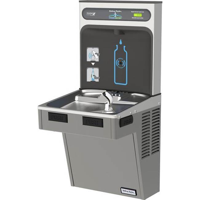Halsey Taylor HydroBoost Bottle Filling Station, and Single ADA Cooler, High Efficiency Non-Filtered Refrigerated Platinum Vinyl