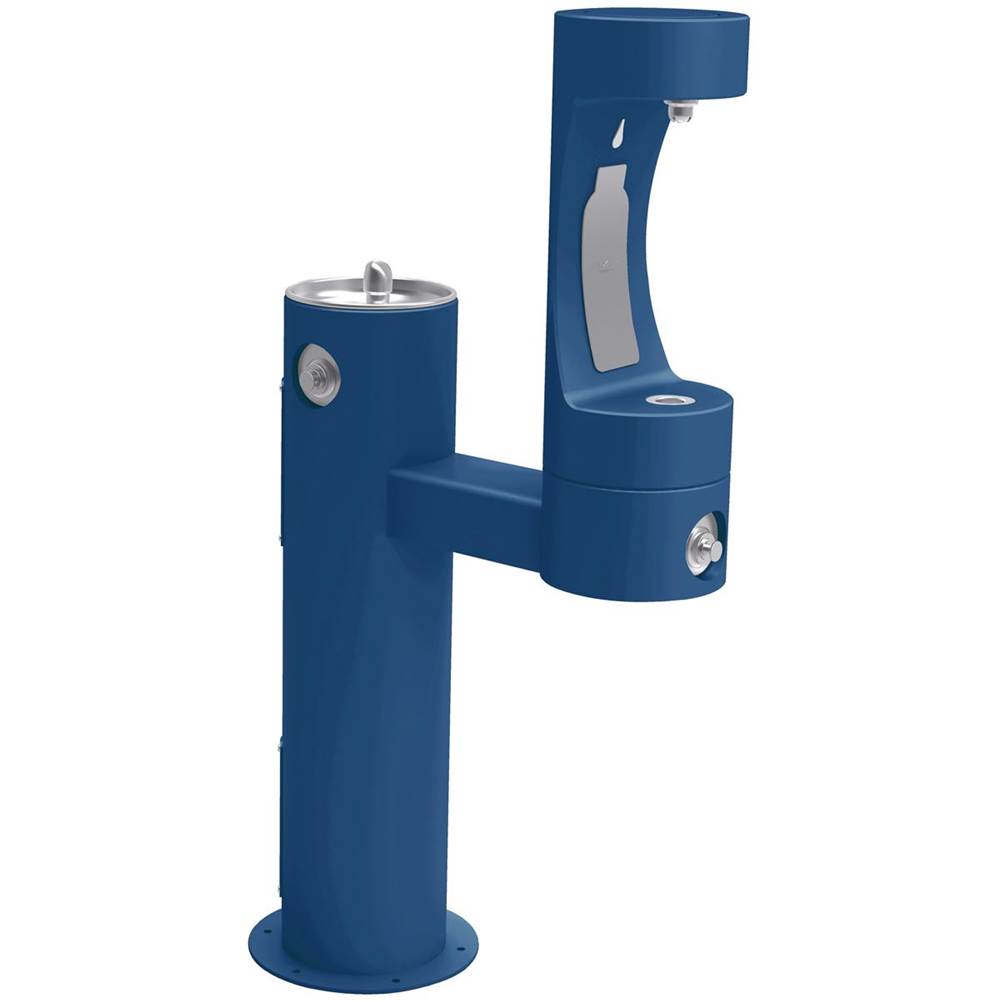 Halsey Taylor Endura II Outdoor HydroBoost Lower Bottle Filling Station, Bi-Level Pedestal Non-Filtered Non-Refrigerated FR, Blue