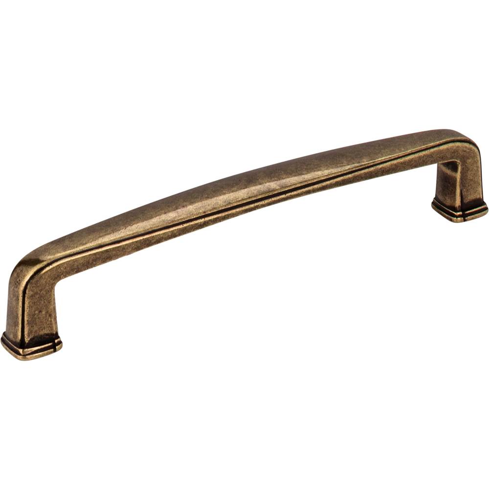 Jeffrey Alexander 128 mm Center-to-Center Lightly Distressed Antique Brass Square Milan 1 Cabinet Pull