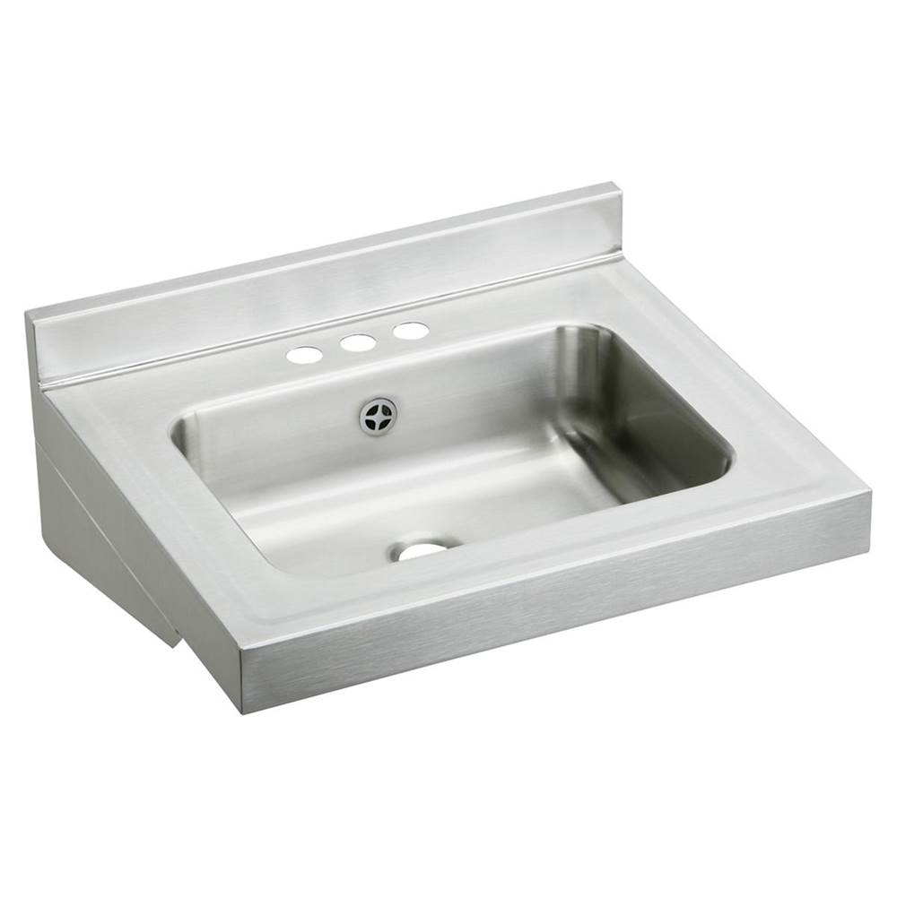 Just Manufacturing Stainless Steel 22'' x 19'' x 5-1/2'' Wall Hung Lavatory Sink Kit with Faucet