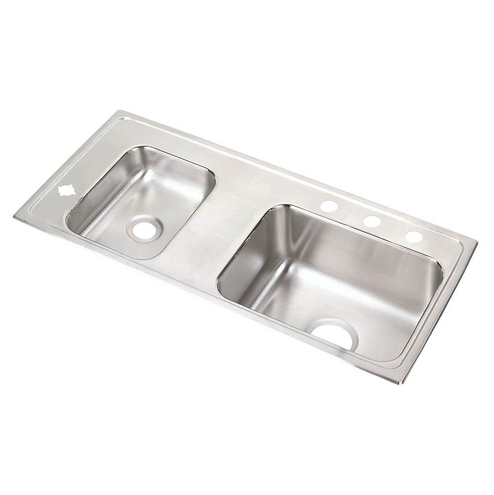 Just Manufacturing Stainless Steel 37-1/4'' x 17'' x 5-1/2'' LM-Hole Double Bowl Drop-in Classroom ADA Sink Left