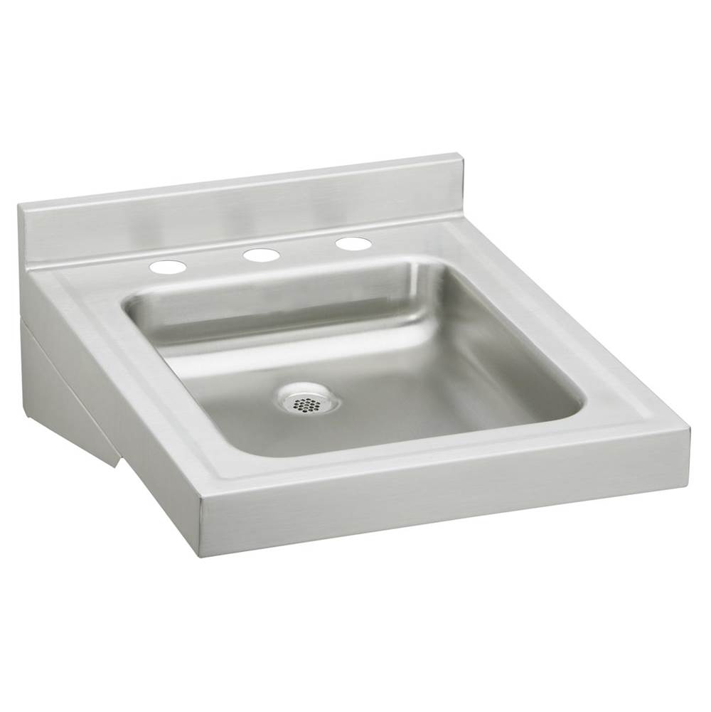 Just Manufacturing Stainless Steel 19'' x 23'' x 4'' Wall Hung Single Bowl 34-Hole Lavatory Sink