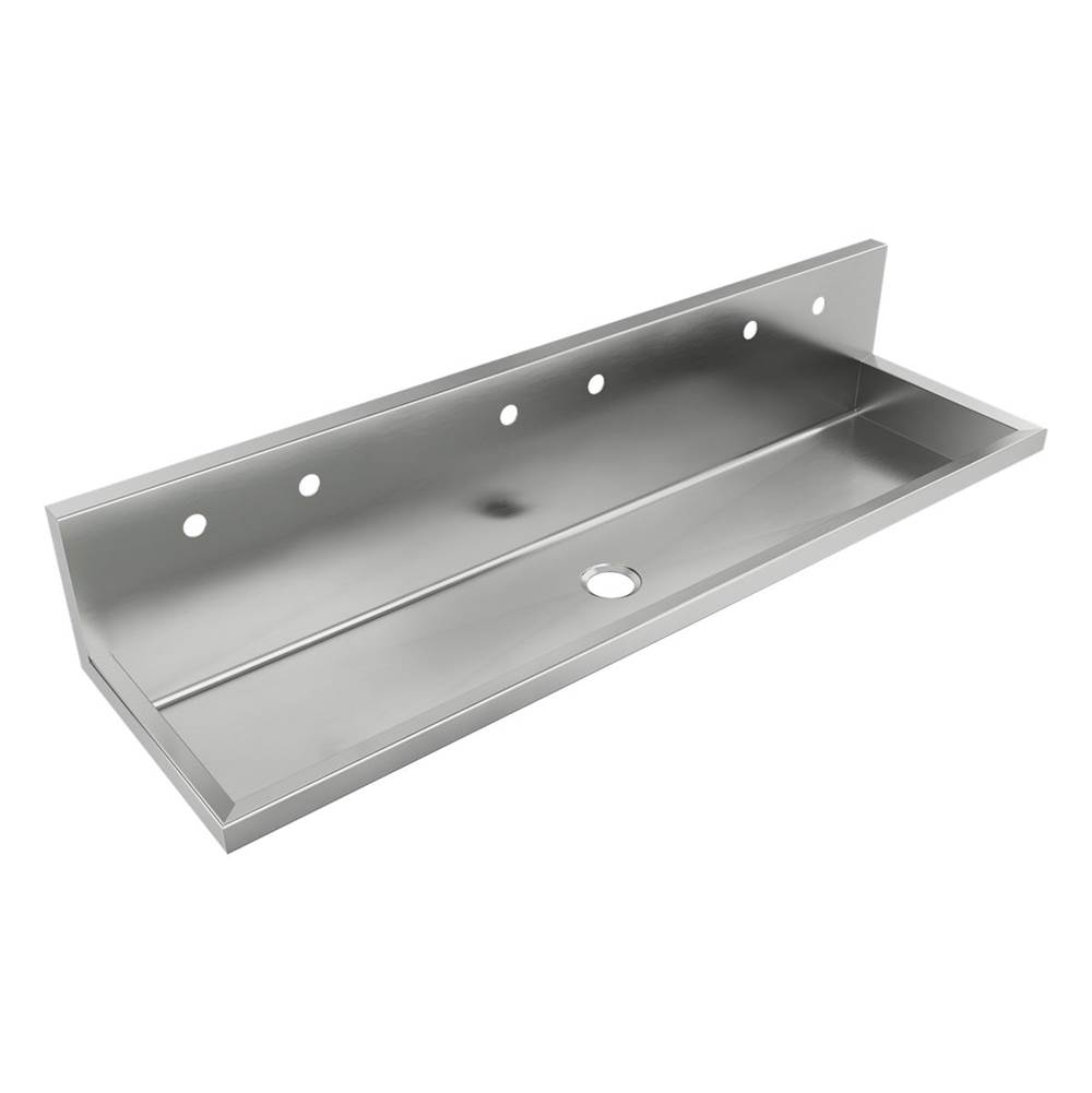 Just Manufacturing Stainless Steel 72'' x 20'' x 16'' Wall Hung Multi-Station 3-Hole Surgeon Scrub ADA Sink